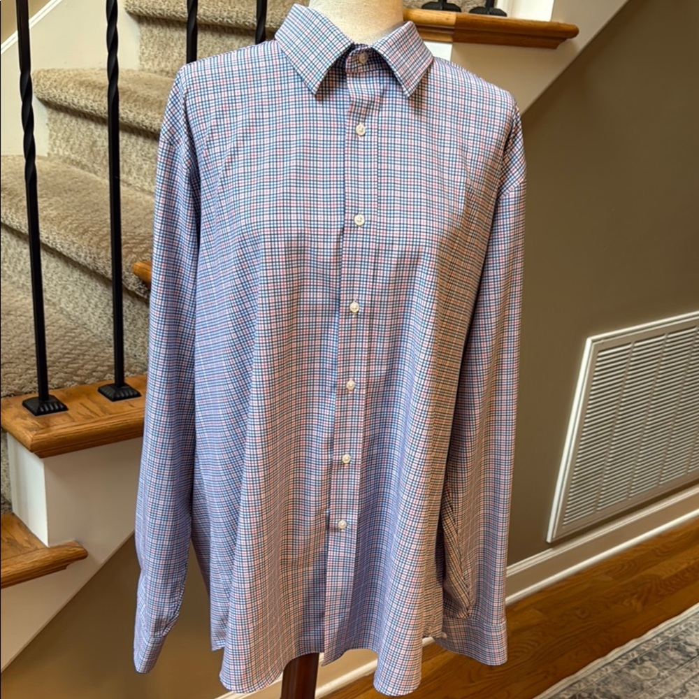 Lands End Classic Blue and Red Checkered Men's Shirt